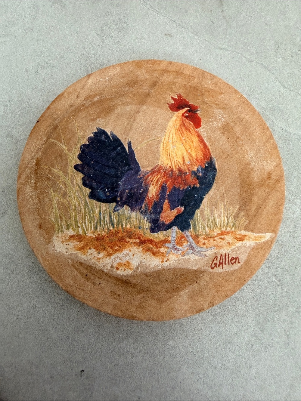 Sandstone Coasters Assorted Rooster Motifs With Cork Bottom. - Picture 2 of 6
